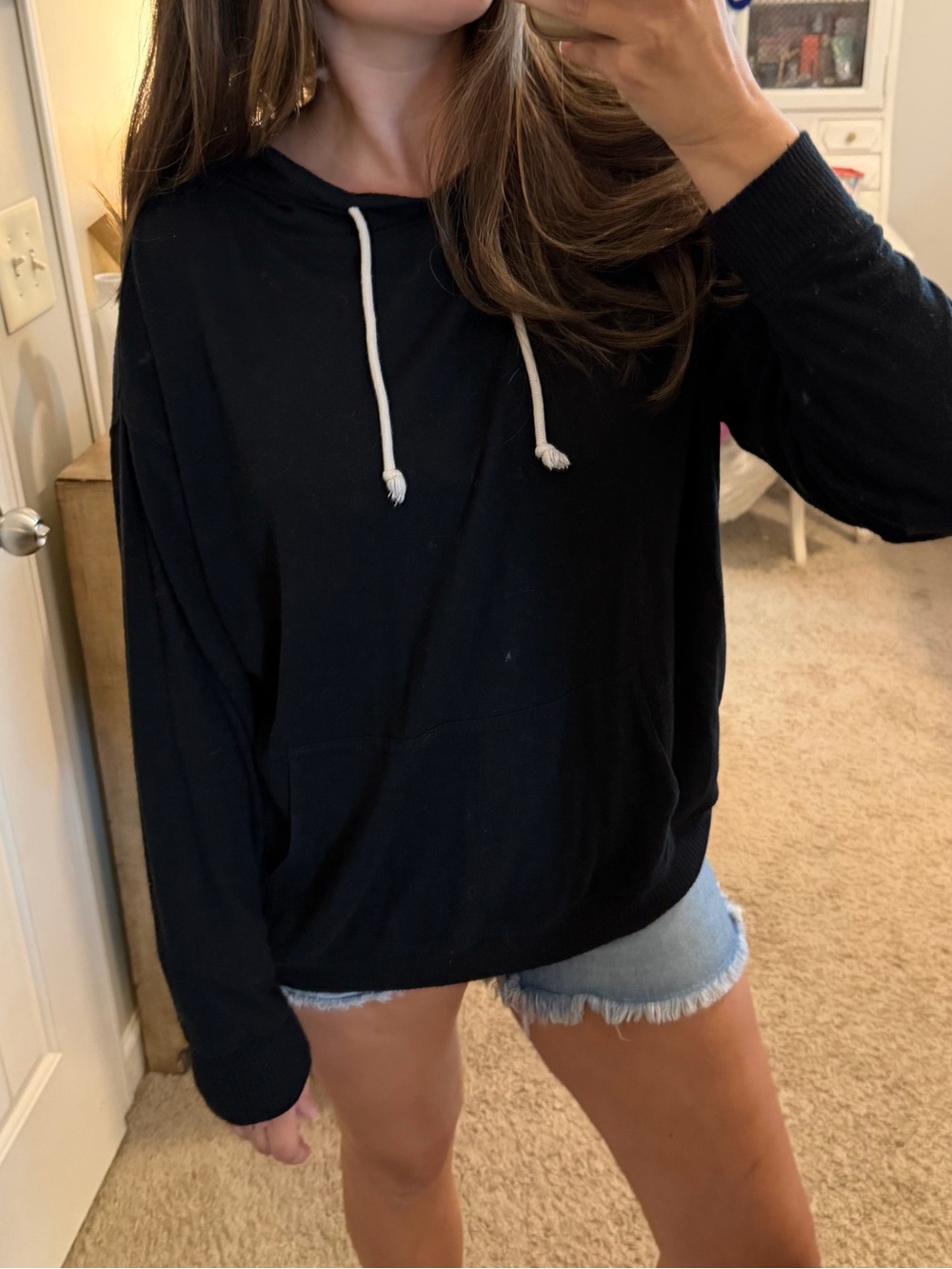 Shop Talulah Black Hooded Pullover Sweatshirt with Drawstrings